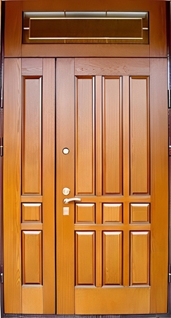 Полуторная дверь МДФ шпон с остекленной верхней вставкой