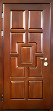 Однопольная глухая входная дверь с отделкой шпонированной МДФ-панелью