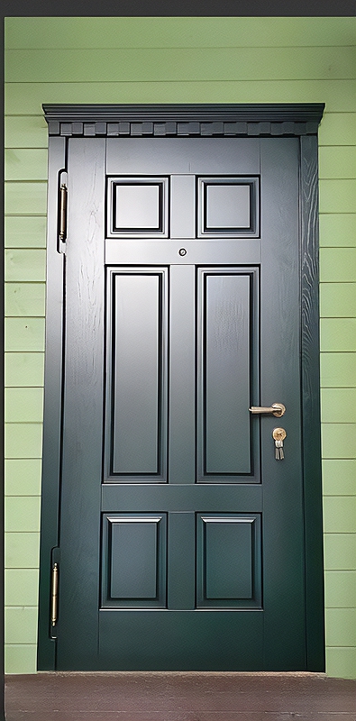 Входная дверь зеленого цвета