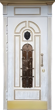 Высокая стальная дверь с белым МДФ и остеклением